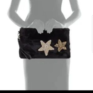 Star Patch Faux-Fur Clutch Bag